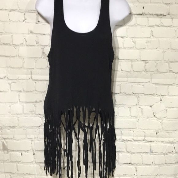 Forever 21 Black Fringe Tank Top - Picture 1 of 7
